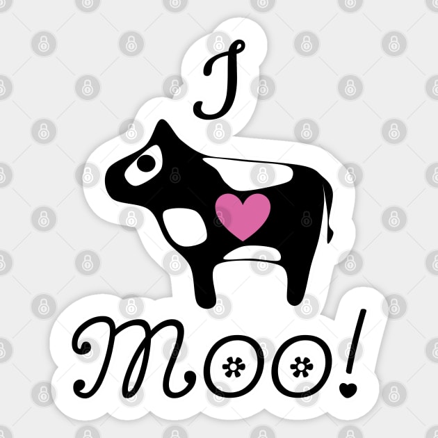 I ❤️ Moo Sticker by lorikitty